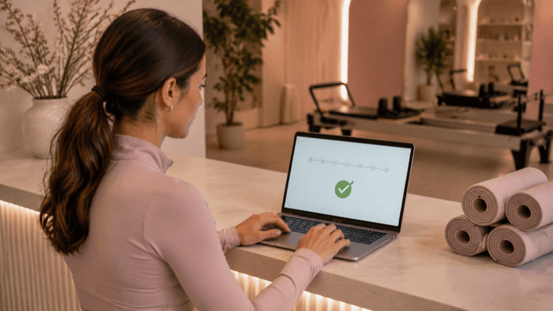 Pilates studio AI receptionist connected to Mindbody or Mariana Tek in minutes